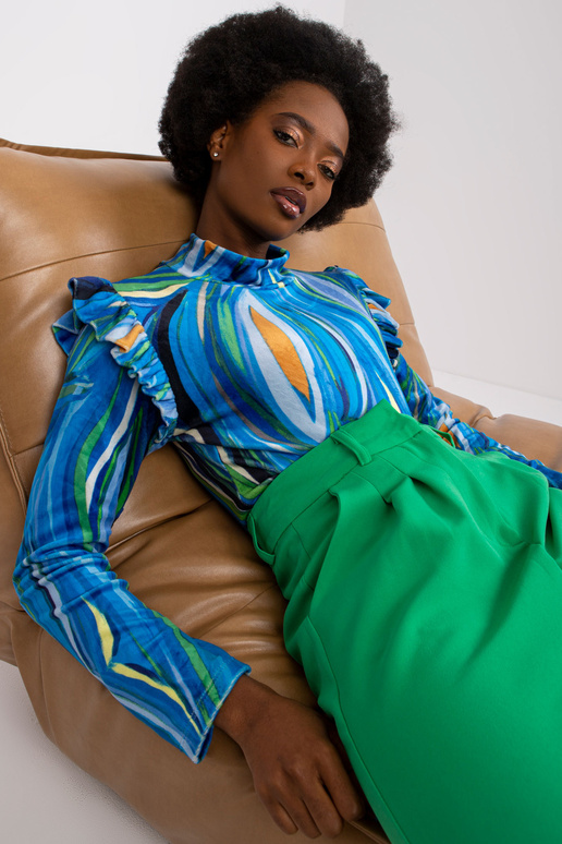 Sinine veluurpluus volangidega Lina