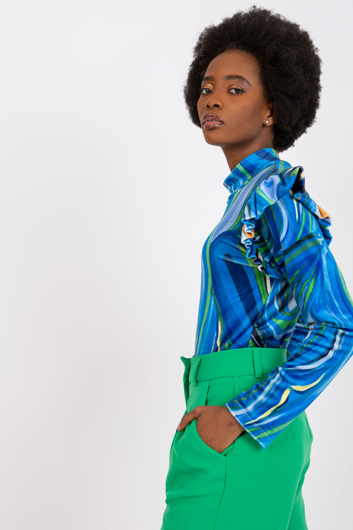 Sinine veluurpluus volangidega Lina