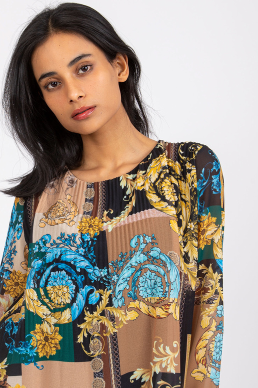 Must ja beež avar Amaya trükistega pluus