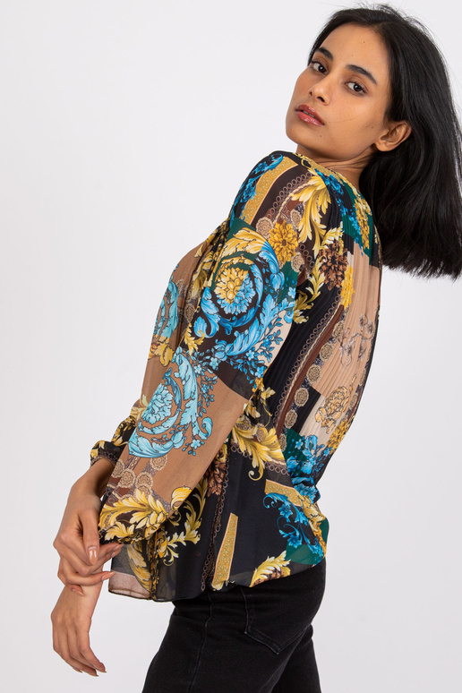 Must ja beež avar Amaya trükistega pluus