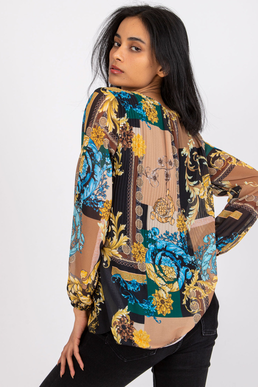 Must ja beež avar Amaya trükistega pluus