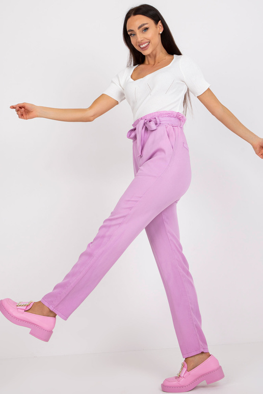 Lillad kõrge vöökohaga kangast püksid