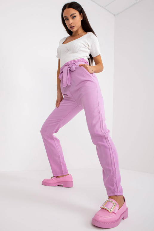 Lillad kõrge vöökohaga kangast püksid