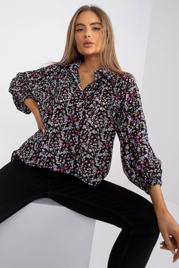 Must avar ZULUNA trükiga pluus