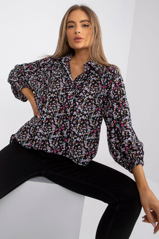 Must avar ZULUNA trükiga pluus