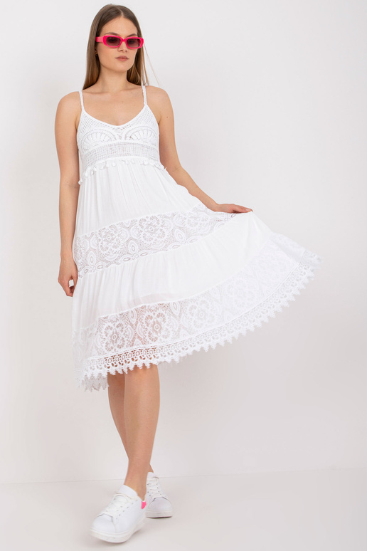 Valge vabaaja kleit rihmadega OCH BELLA Valge vabaaja kleit rihmadega OCH BELLA