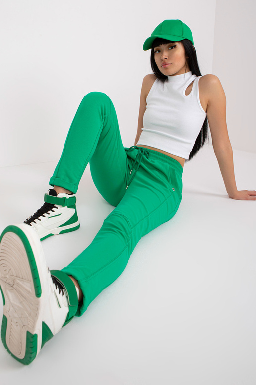 Rohelised puuvillased kõrge vöökohaga...