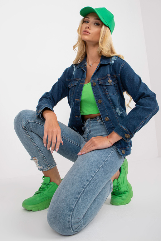 Tumesinine naiste teksajakk taskutega... Tumesinine naiste teksajakk taskutega...