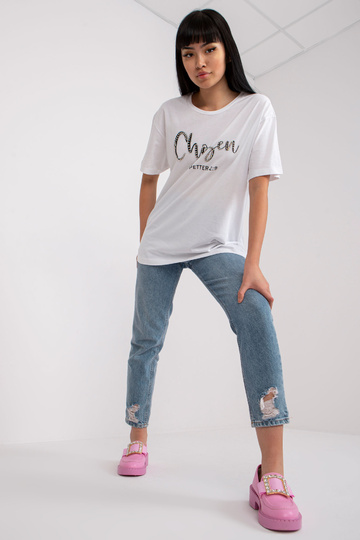 Valge naiste T-särk kirja...