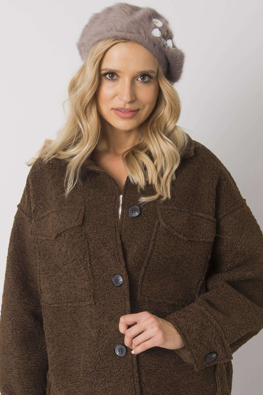 Aplikatsiooniga tumebeež naiste barett