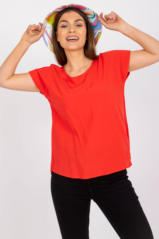 Punane igapäevane ümarkaelusega pluus...