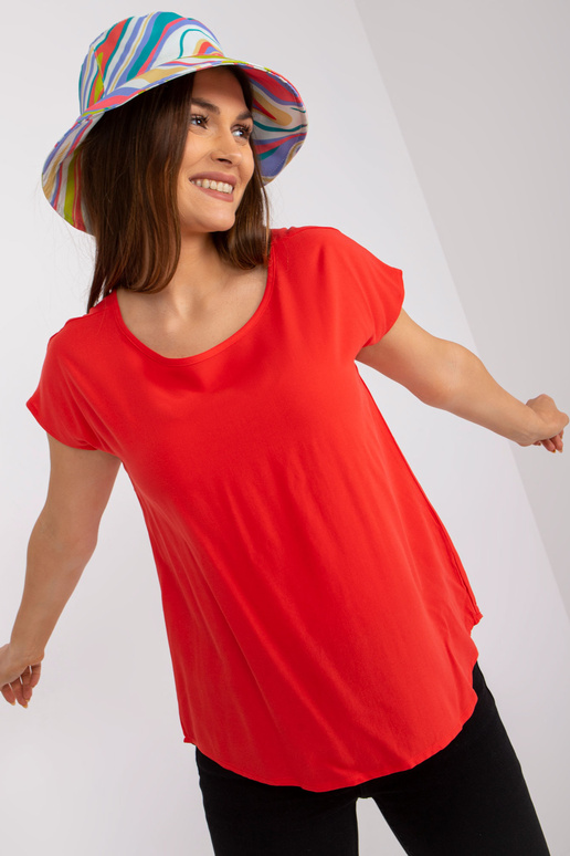 Punane igapäevane ümarkaelusega pluus...