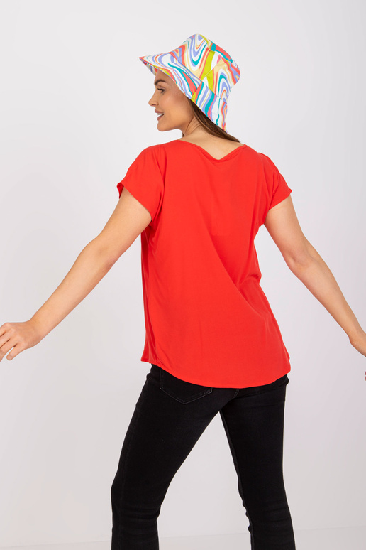 Punane igapäevane ümarkaelusega pluus...