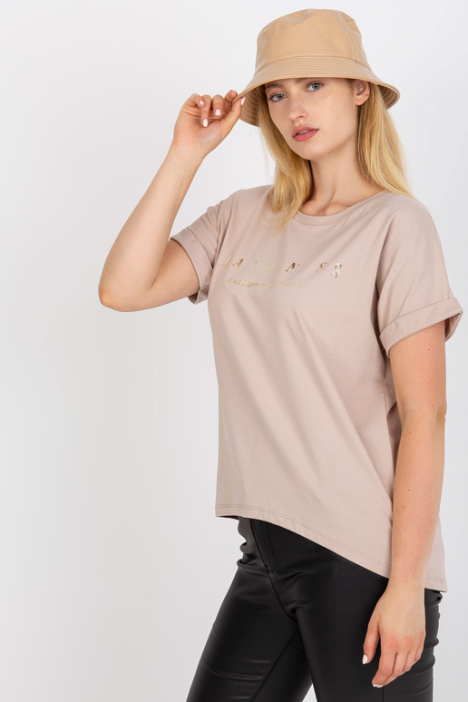 Beež puuvillane suures suuruses T-särk Beež puuvillane suures suuruses T-särk