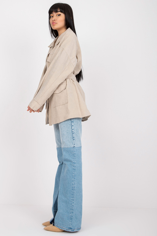 Beež lühike nööbiga suletav mantel