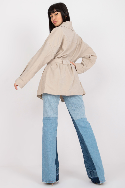 Beež lühike nööbiga suletav mantel