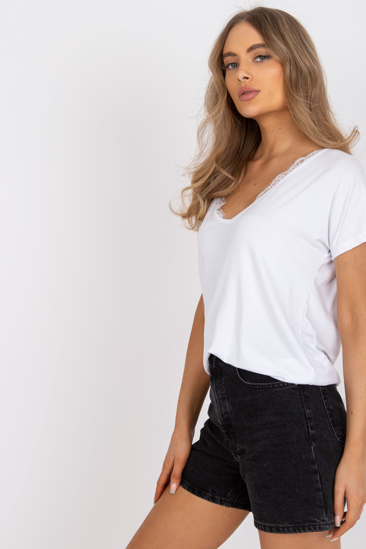 Aileen Valge V-kaelusega naiste T-särk