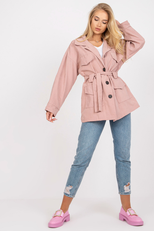 Määrdunud roosa naiste mantel voodriga