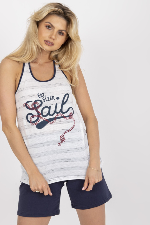 Ecru-Navy kaheosalise trükitud pidžaama Ecru-Navy kaheosalise trükitud pidžaama