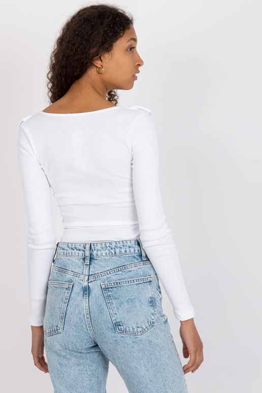 Valge soonikuga põhipluus V-kaelusega...