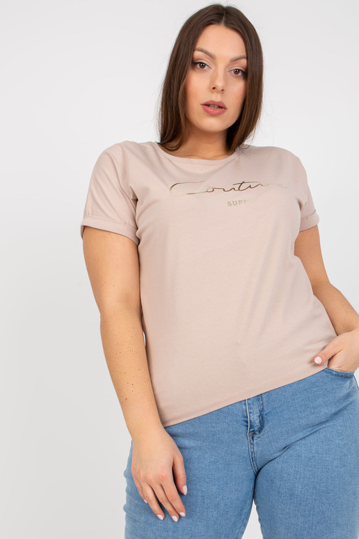 Beež pluss suuruses kuldse kirjaga...