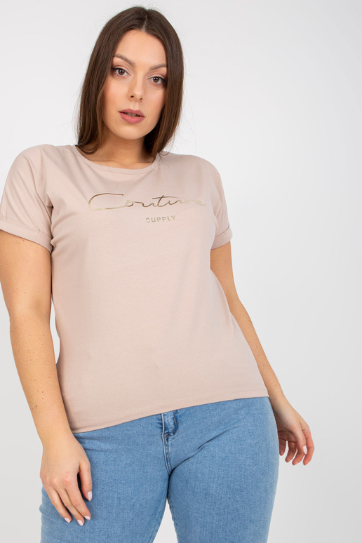 Beež pluss suuruses kuldse kirjaga...