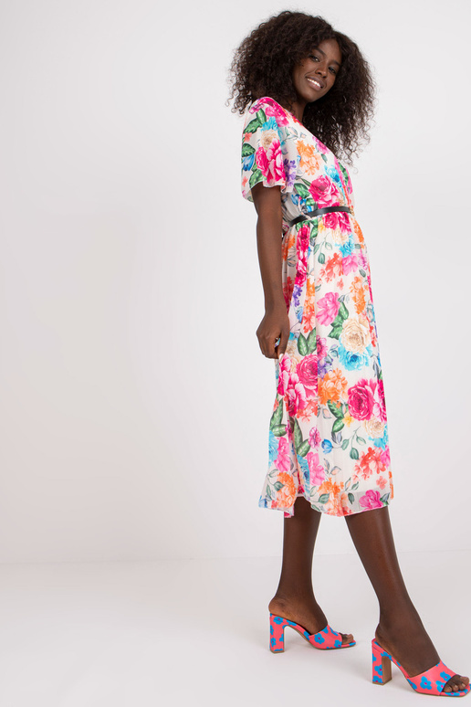 Helebeež lilleprinti ja vööga kleit