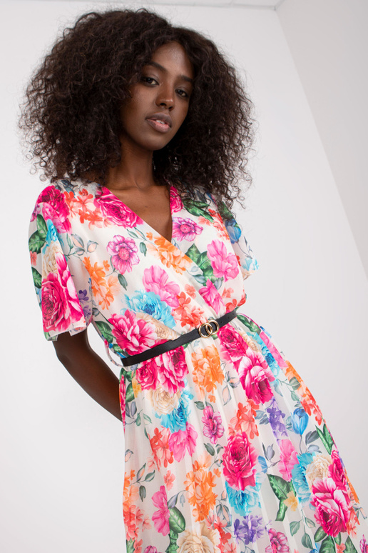 Helebeež lilleprinti ja vööga kleit