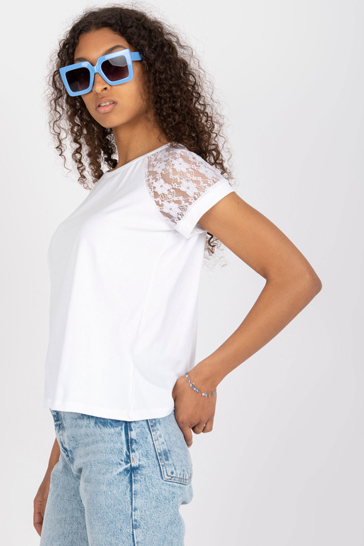 Valge puuvillane vabaaja pluus...