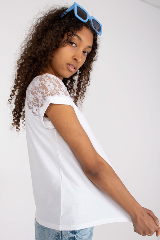 Valge puuvillane vabaaja pluus...