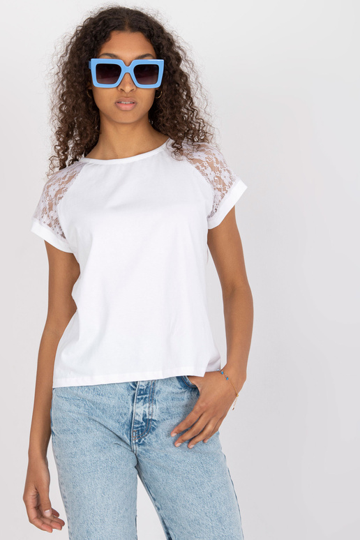 Valge puuvillane vabaaja pluus...