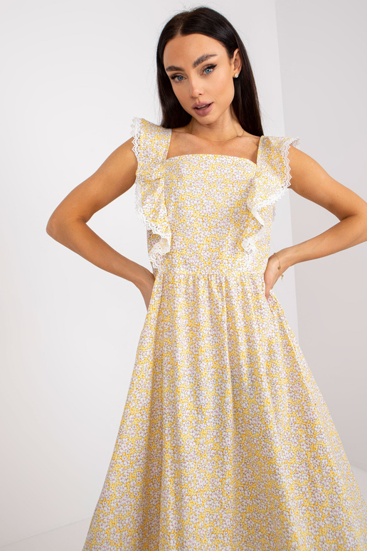 Kollane puuvillane suvekleit trükistega Kollane puuvillane suvekleit trükistega