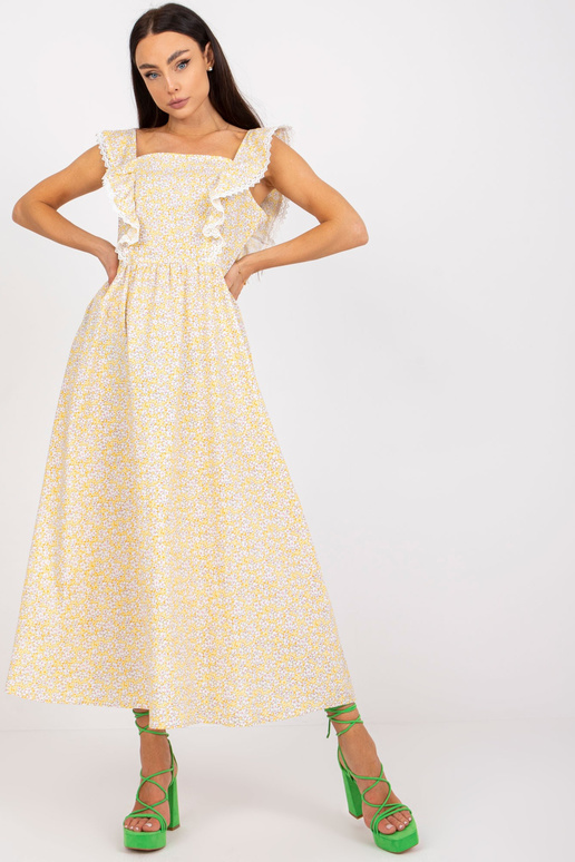 Kollane puuvillane suvekleit trükistega Kollane puuvillane suvekleit trükistega