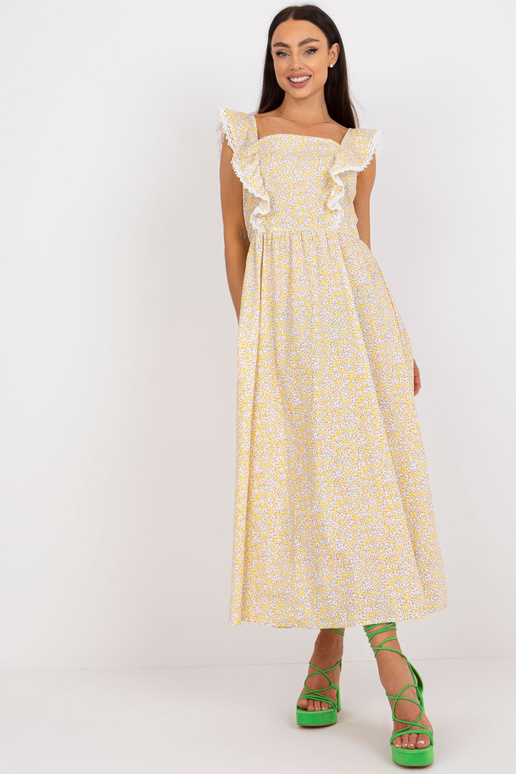 Kollane puuvillane suvekleit trükistega Kollane puuvillane suvekleit trükistega