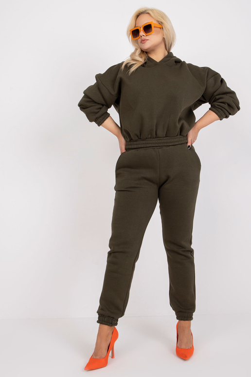 Khaki värvi dressipluusi pluss suuruses komplekt koos pükstega