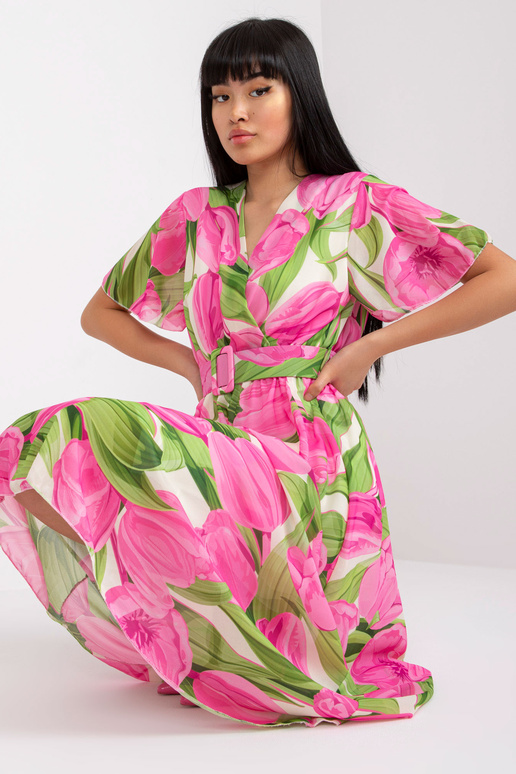 Roosa ja rohelise lilleline kleit...