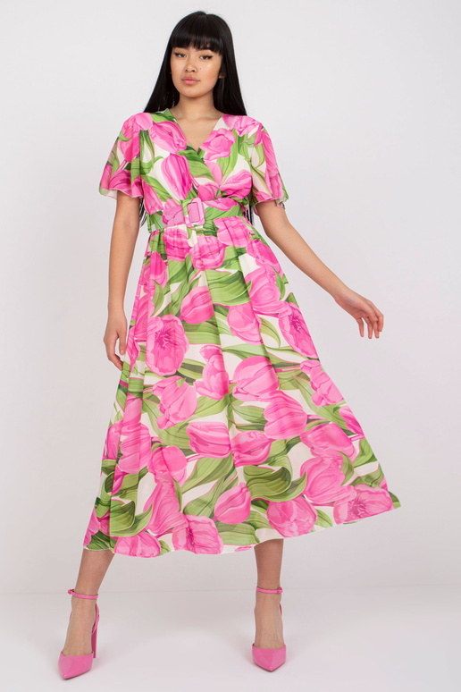 Roosa ja rohelise lilleline kleit...