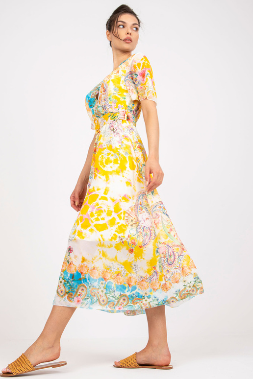 Kollane prindiga midikleit ja kaelus