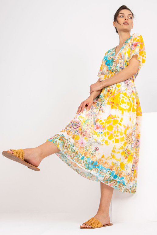 Kollane prindiga midikleit ja kaelus