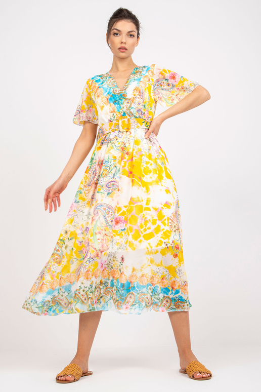 Kollane prindiga midikleit ja kaelus