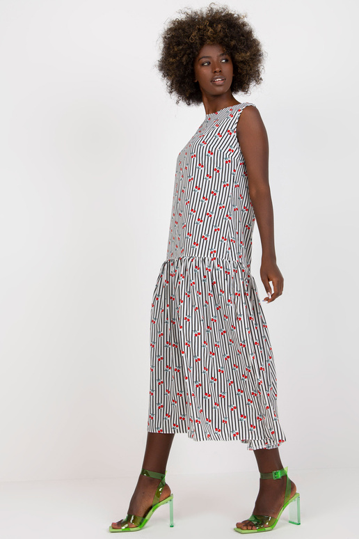 Valge ja must varrukateta midikleit...