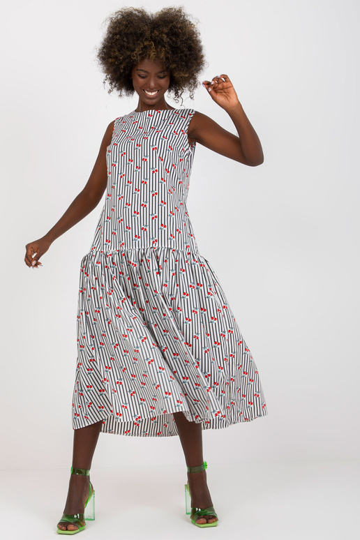 Valge ja must varrukateta midikleit...