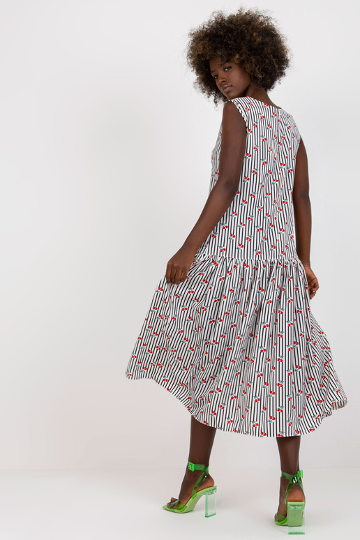 Valge ja must varrukateta midikleit...