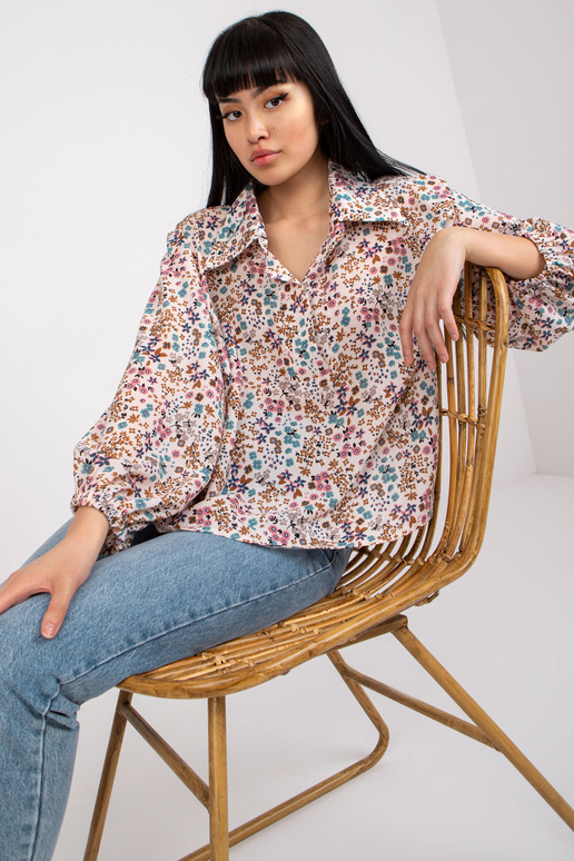 Beež õhuline lillelise mustriga pluus...