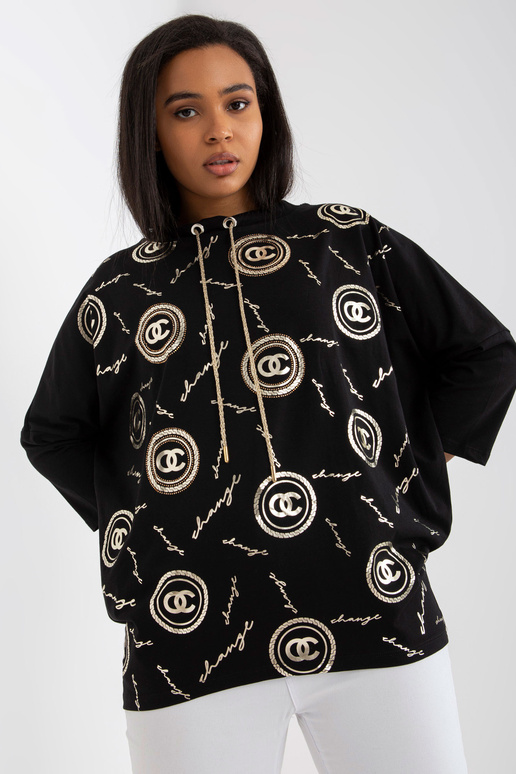 Must Casual Plus Size pluus kuldse trükiga