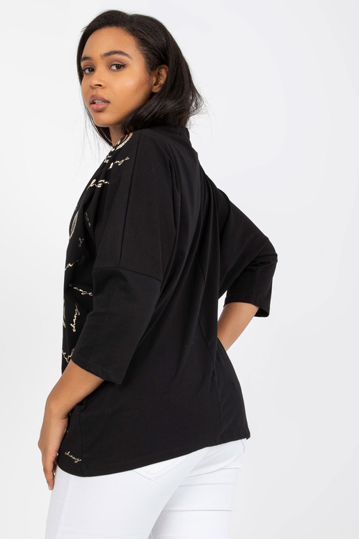 Must Casual Plus Size pluus kuldse trükiga