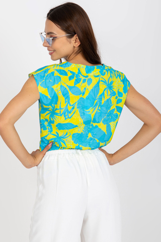 Sinine ja kollane pluus trükise ja... Sinine ja kollane pluus trükise ja...