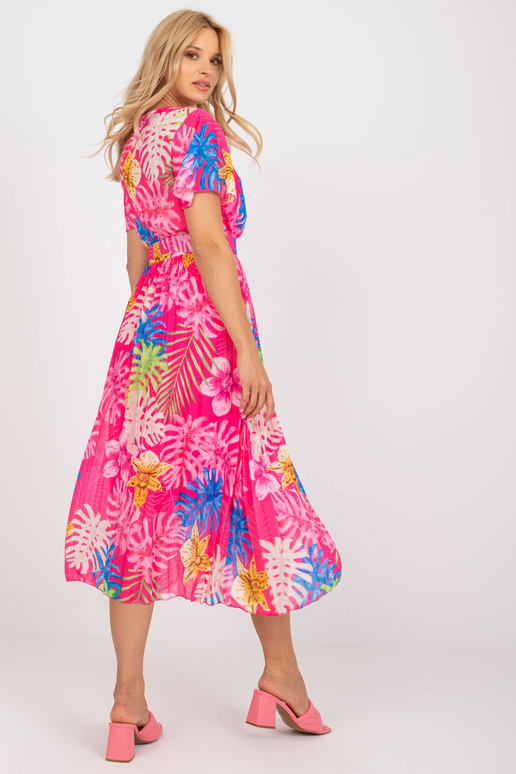 Roosa plisseeritud troopilise trükiga...