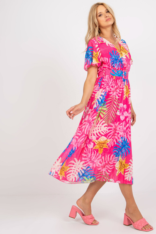 Roosa plisseeritud troopilise trükiga...