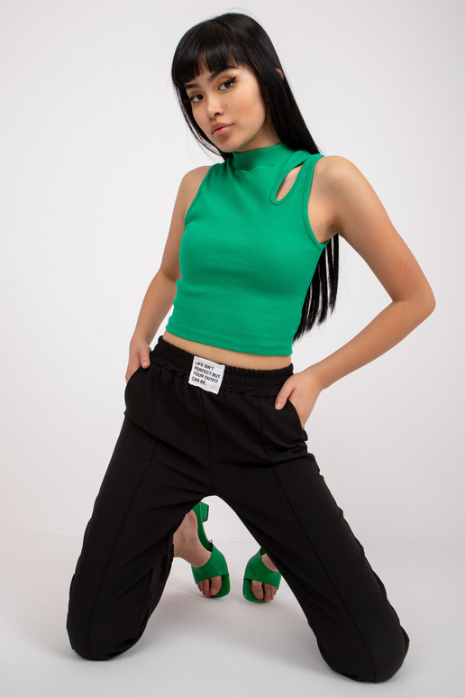 Mustad kõrge vöökohaga kangast püksid